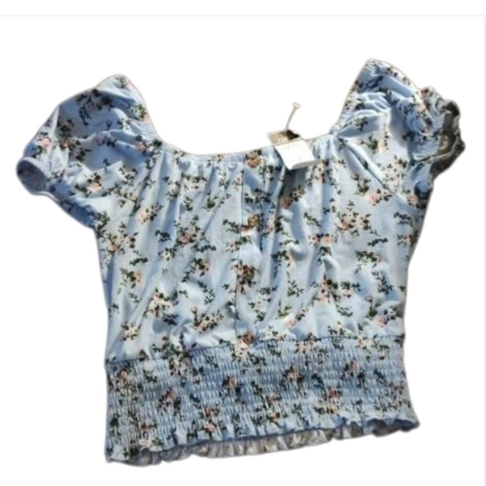 Rue 21 Blue Floral Off Tye Shoulder (345)Top Nwt